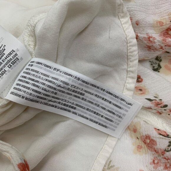 Abercrombie & Fitch Floral Wrap Dress XS V-Neck Short Sleeve Ruffle Hem White - Picture 2 of 5